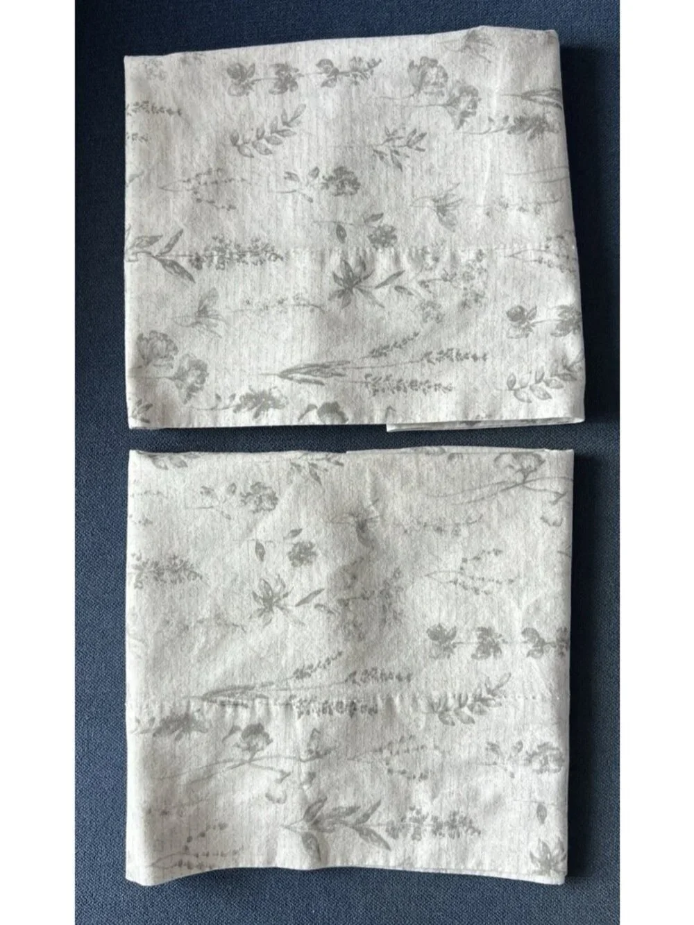 BOTANICAL Pillowcase Pair Standard Size Gray White Script Garden Floral Flowers